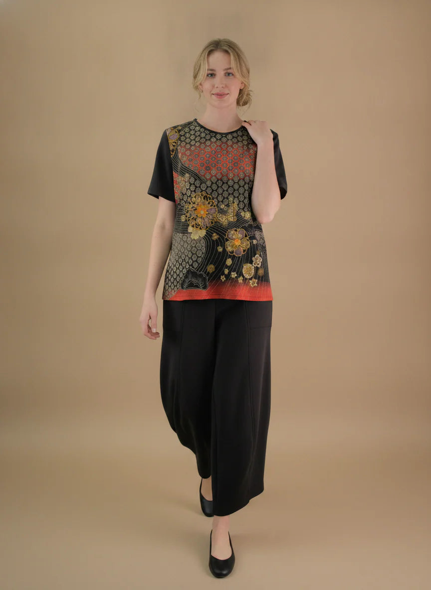 MOONLIGHT Abstract Peacock Design Short Sleeve Shirt - CM7PLY - PEACOCK