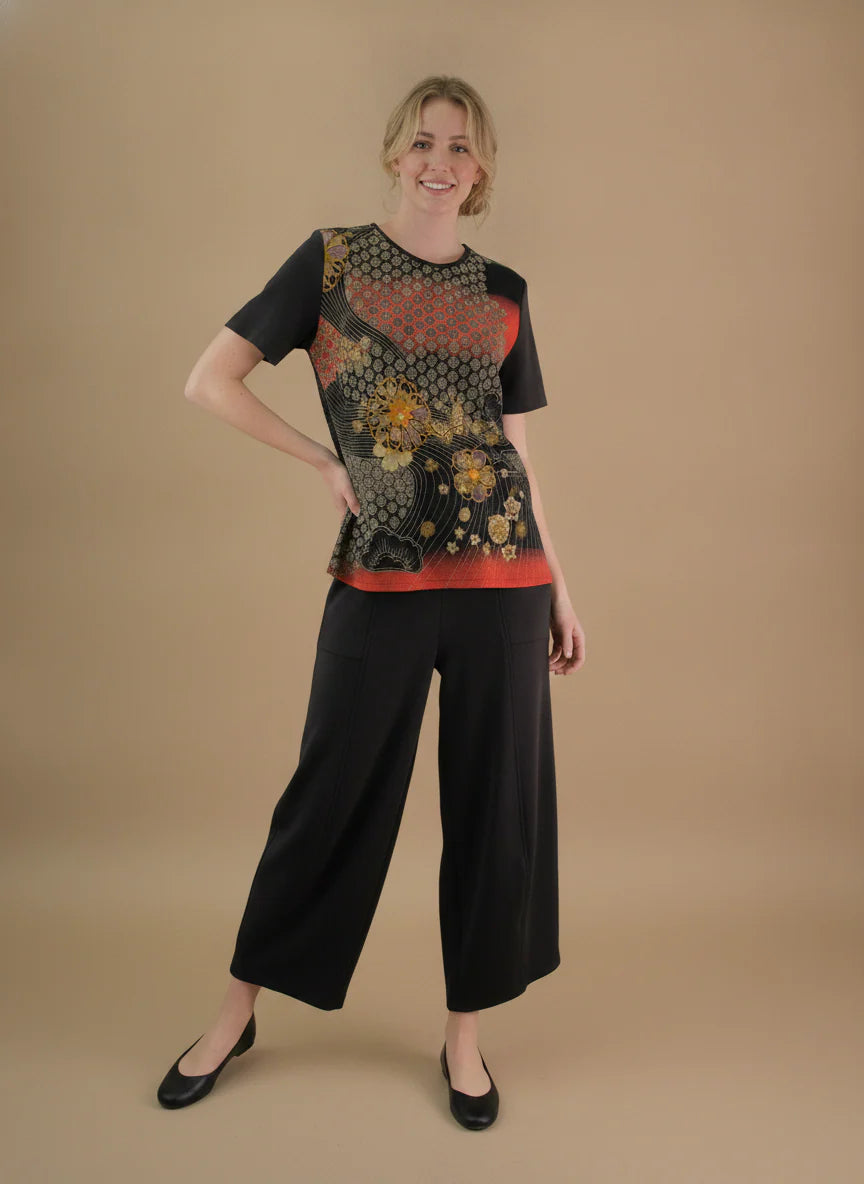 MOONLIGHT Abstract Peacock Design Short Sleeve Shirt - CM7PLY - PEACOCK