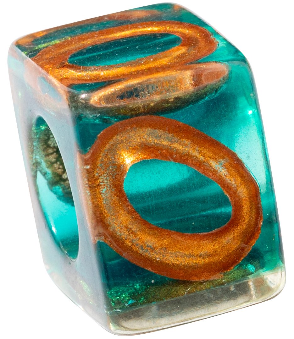 ZSISKA Square w/ Circles Musee Bead - COVAG - TEAL/ORANGE