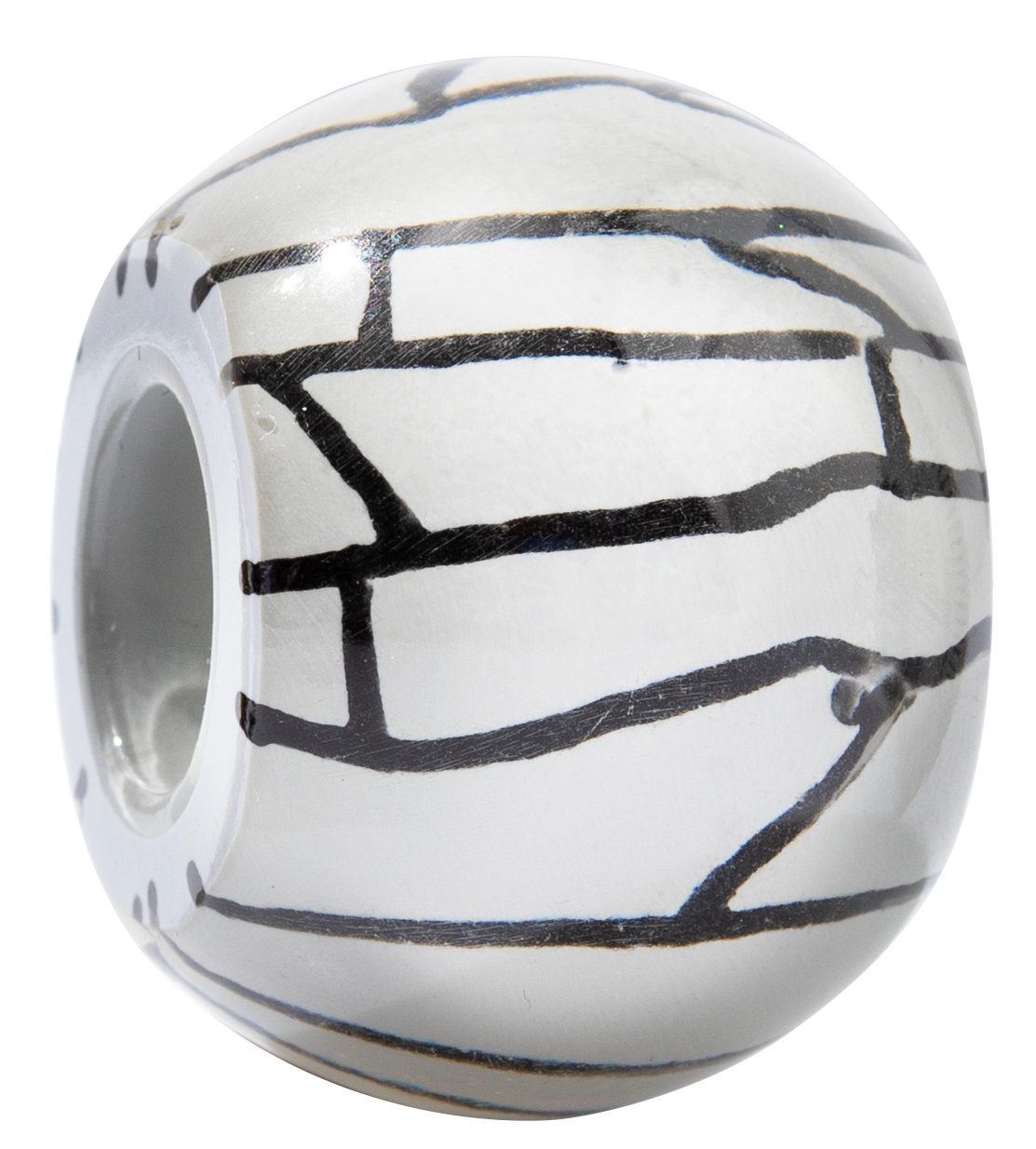 ZSISKA White & Black Crackled Musee Bead - CRACK - WHITE/BLACK