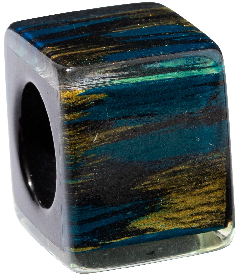 ZSISKA Multicolor Square Musee Bead - CUBP2 - TEAL/GOLD