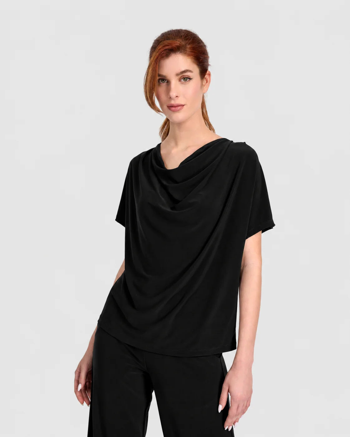 ALEMBIKA Fluid Slinky Cowl Top - ET145B - BLACK
