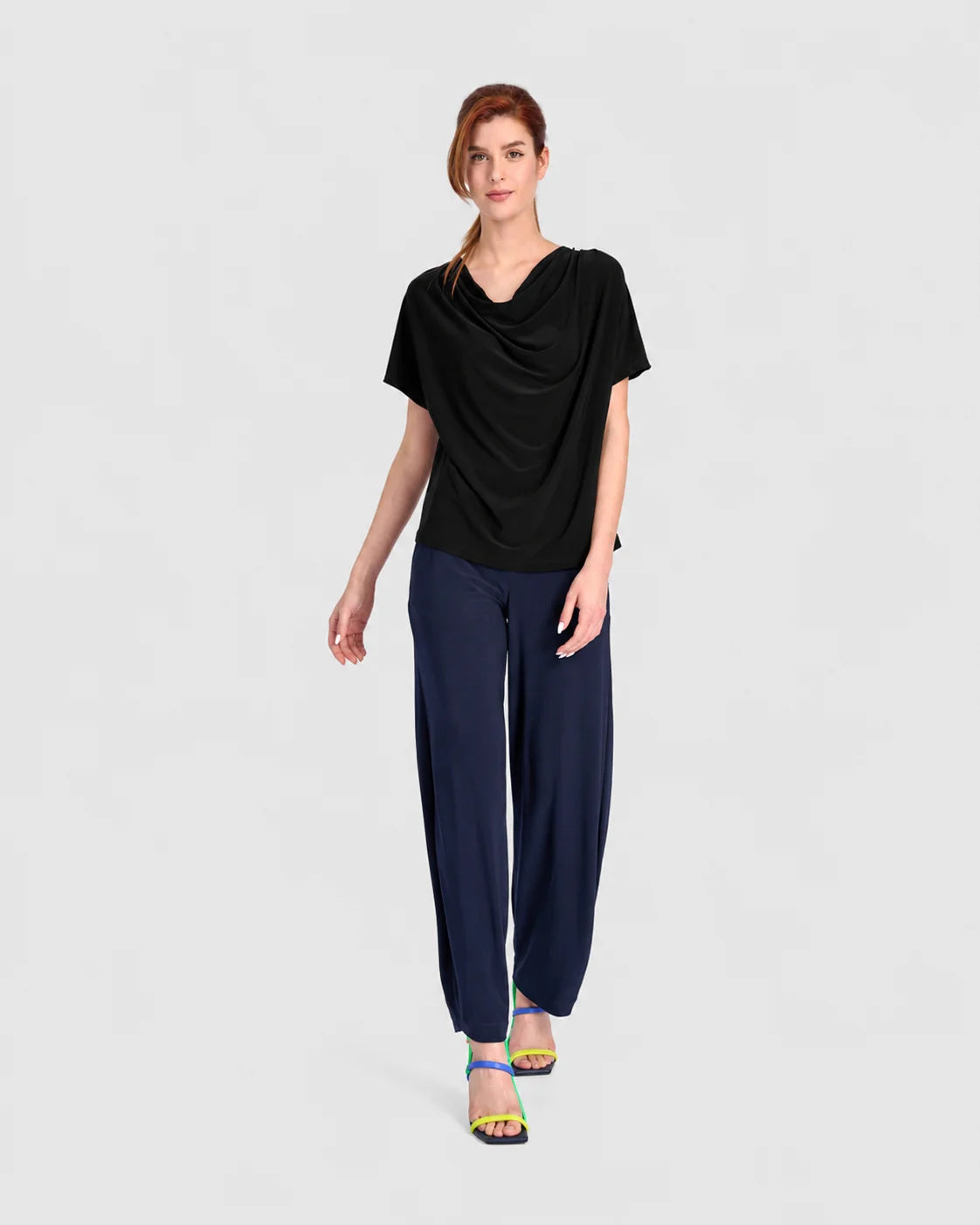 ALEMBIKA Fluid Slinky Cowl Top - ET145B - BLACK