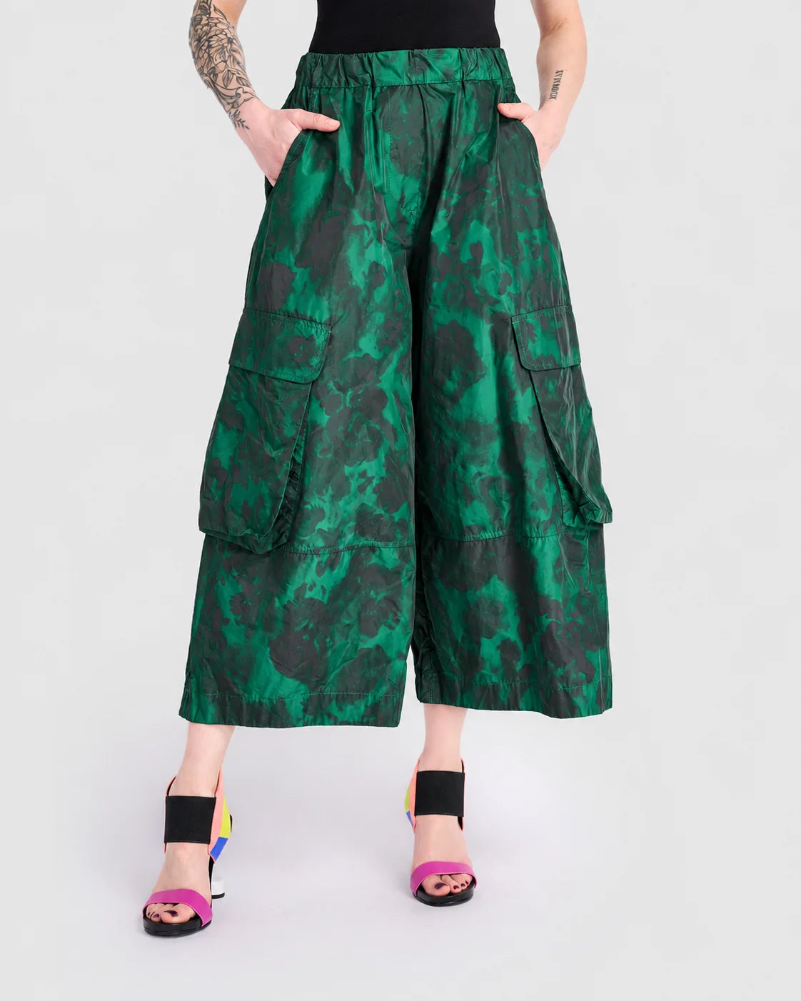 ALEMBIKA Jacquard Wide Cargo Pants - EP133E - EMERALD