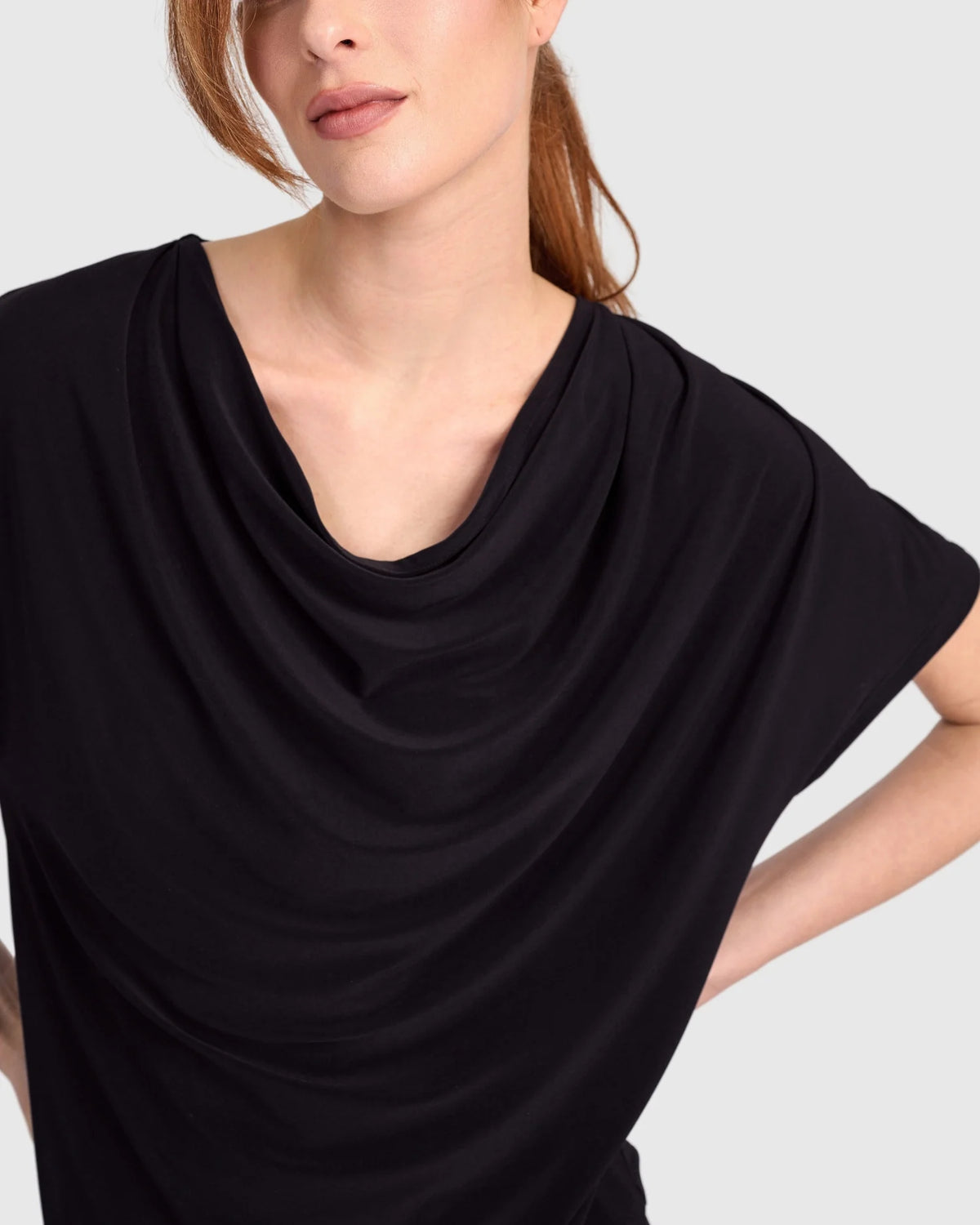 ALEMBIKA Fluid Slinky Cowl Top - ET145B - BLACK