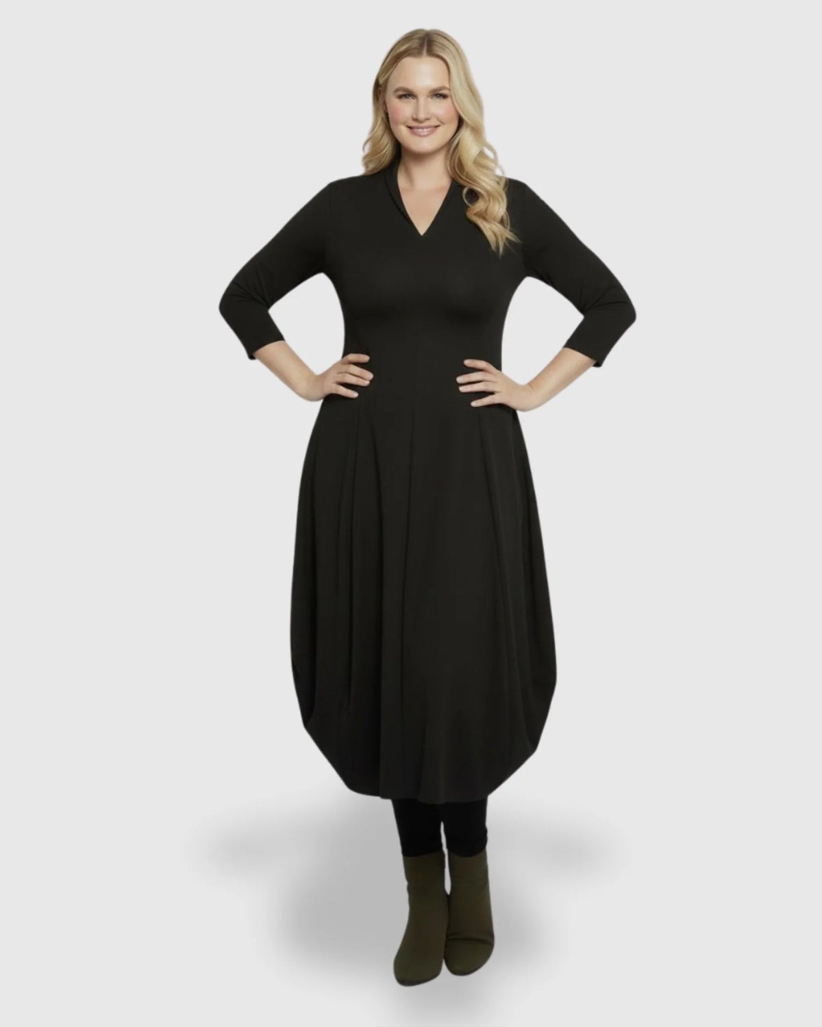ALEMBIKA Essential Pockets Cocoon Dress - AD119B - BLACK