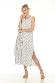 MOONLIGHT White & Black Stripe Pocket Dress - D3866
