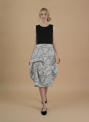 MOONLIGHT Black and Grey Tank Dress w/ Black Geometric Detailing - D4324