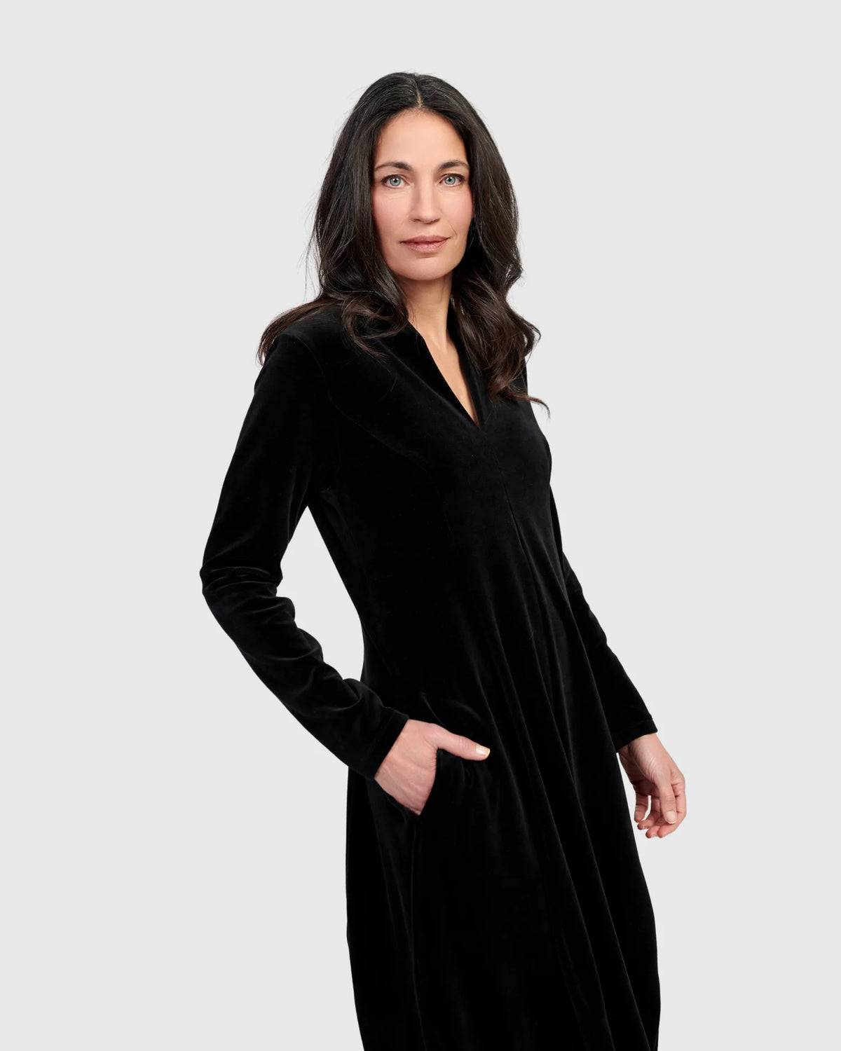 ALEMBIKA Everyday Velvet Cocoon Dress - AD803B - BLACK