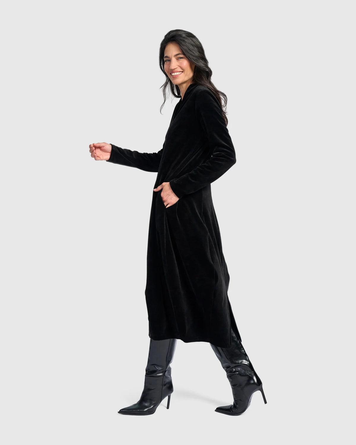 ALEMBIKA Everyday Velvet Cocoon Dress - AD803B - BLACK