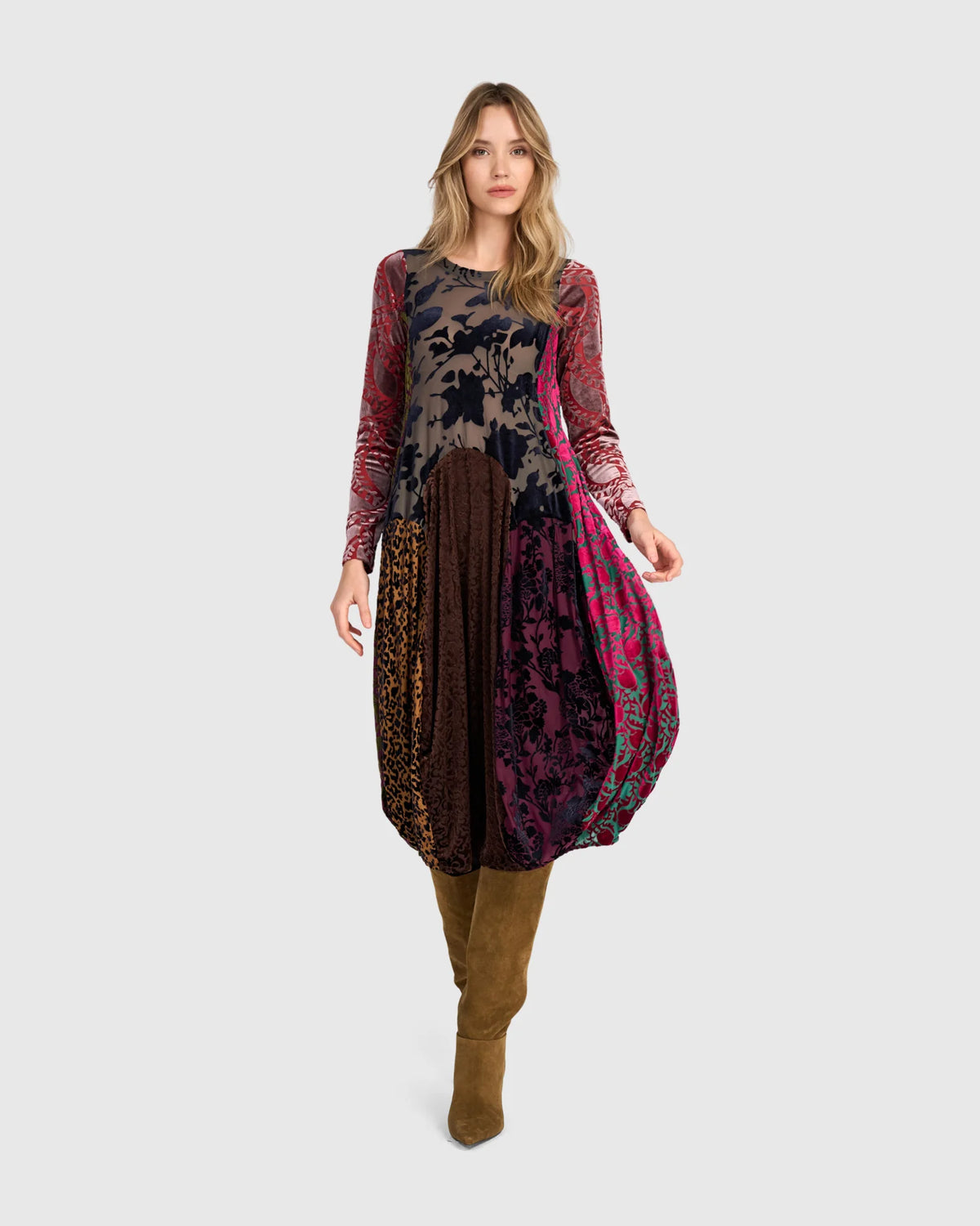 ALEMBIKA Heirloom Crew Cocoon Dress - AD900R - JEWEL MULTI