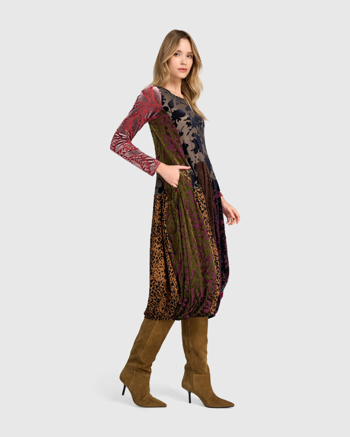 ALEMBIKA Heirloom Crew Cocoon Dress - AD900R - JEWEL MULTI