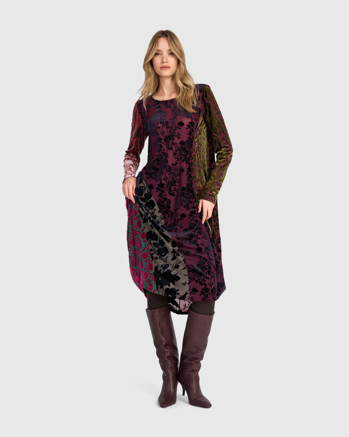 ALEMBIKA Duchess Draped Dress - AD901R - JEWEL MULTI