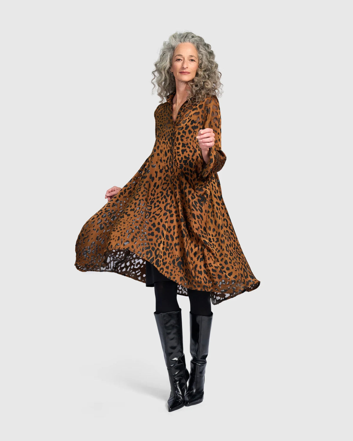 ALEMBIKA Raja Wonderful Dress - AD903C - COGNAC LEOPARD
