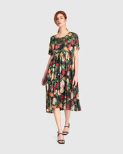ALEMBIKA Night in The Garden Dress - ED120F - SHEER FLROAL
