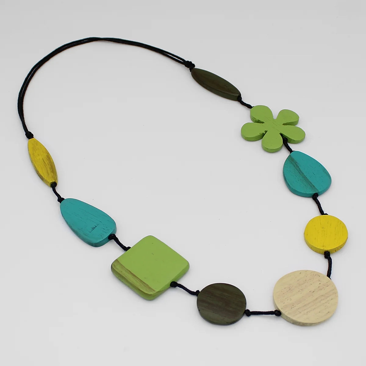 SYLCA Green Blossom Wood Necklace
