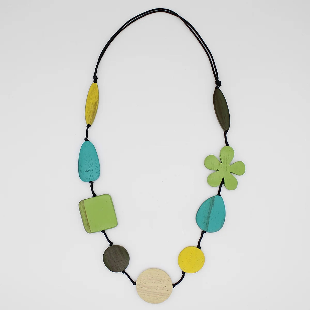 SYLCA Green Blossom Wood Necklace