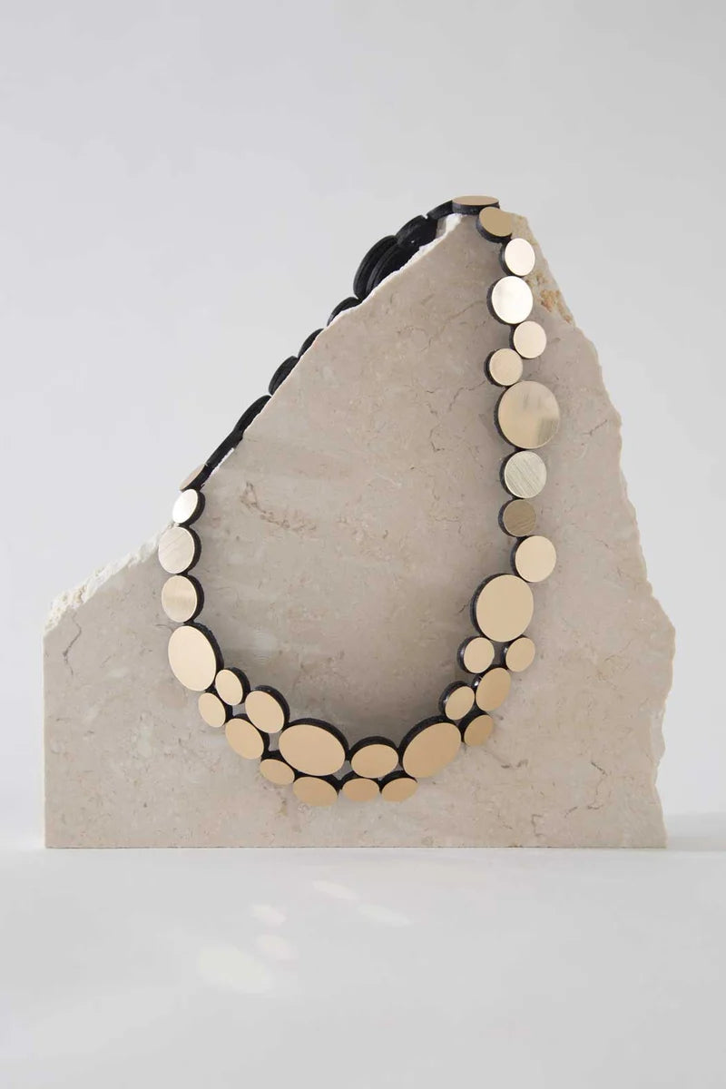 ISKIN SISTERS Small Gold Acrylic Bib Necklace - EE52GD-JN - GOLD