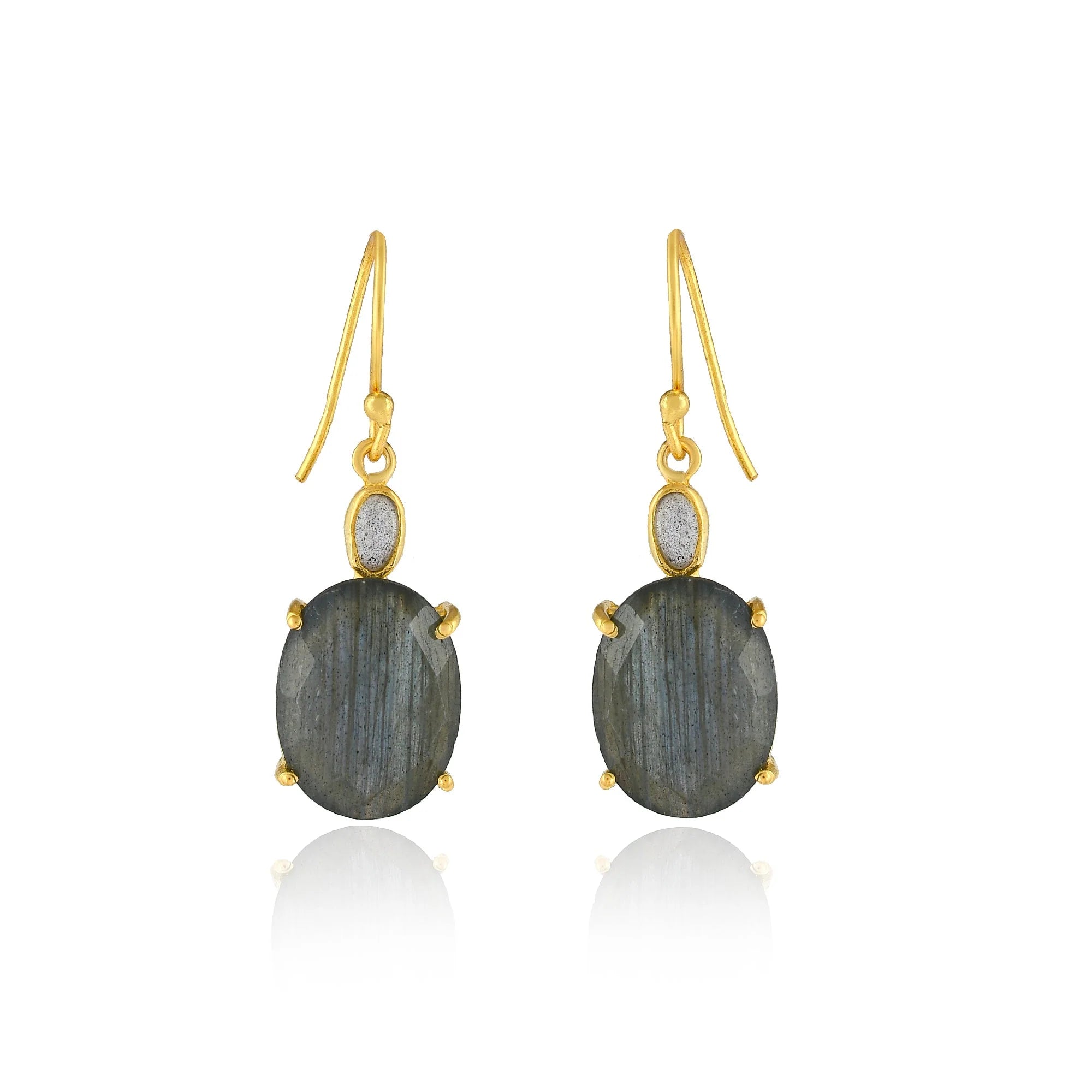 MANJUSHA Checker Cut and Cabochon Labradorite Earrings - E5877