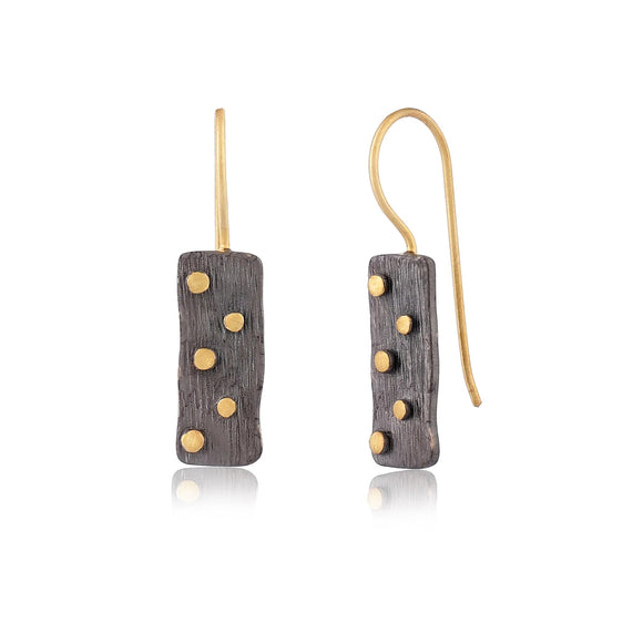 MANJUSHA Two Tone Textured Rectangular Dot Earrings - E5995
