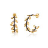 MANJUSHA Two Tone Black & Gold Leaf Hoop - E6056