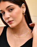 MANJUSHA Two Tone Black & Gold Leaf Hoop - E6056