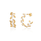 MANJUSHA Two Tone Silver & Gold Spiral Leaf Hoop - E6057