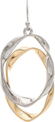 RAIN Two Toned Fixed Wavy Oval Layer Earring - E6084TT