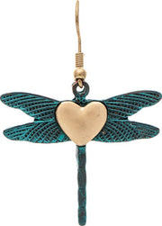 RAIN Patina Golden Heart Dragonfly Earring - E6118P