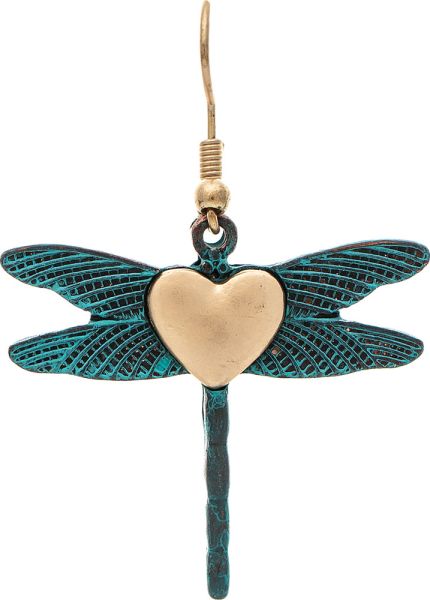RAIN Patina Golden Heart Dragonfly Earring - E6118P