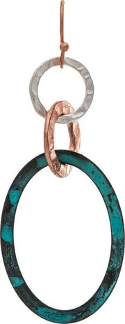 RAIN Patina Silver Copper Interlocked Rings Brass Earring - E6283P