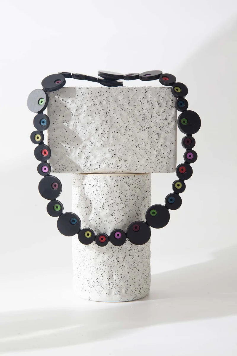 ISKIN SISTERS Abstraction Necklace Round Eyes - EE100BKRB-JN - BLACK/RAINBOW