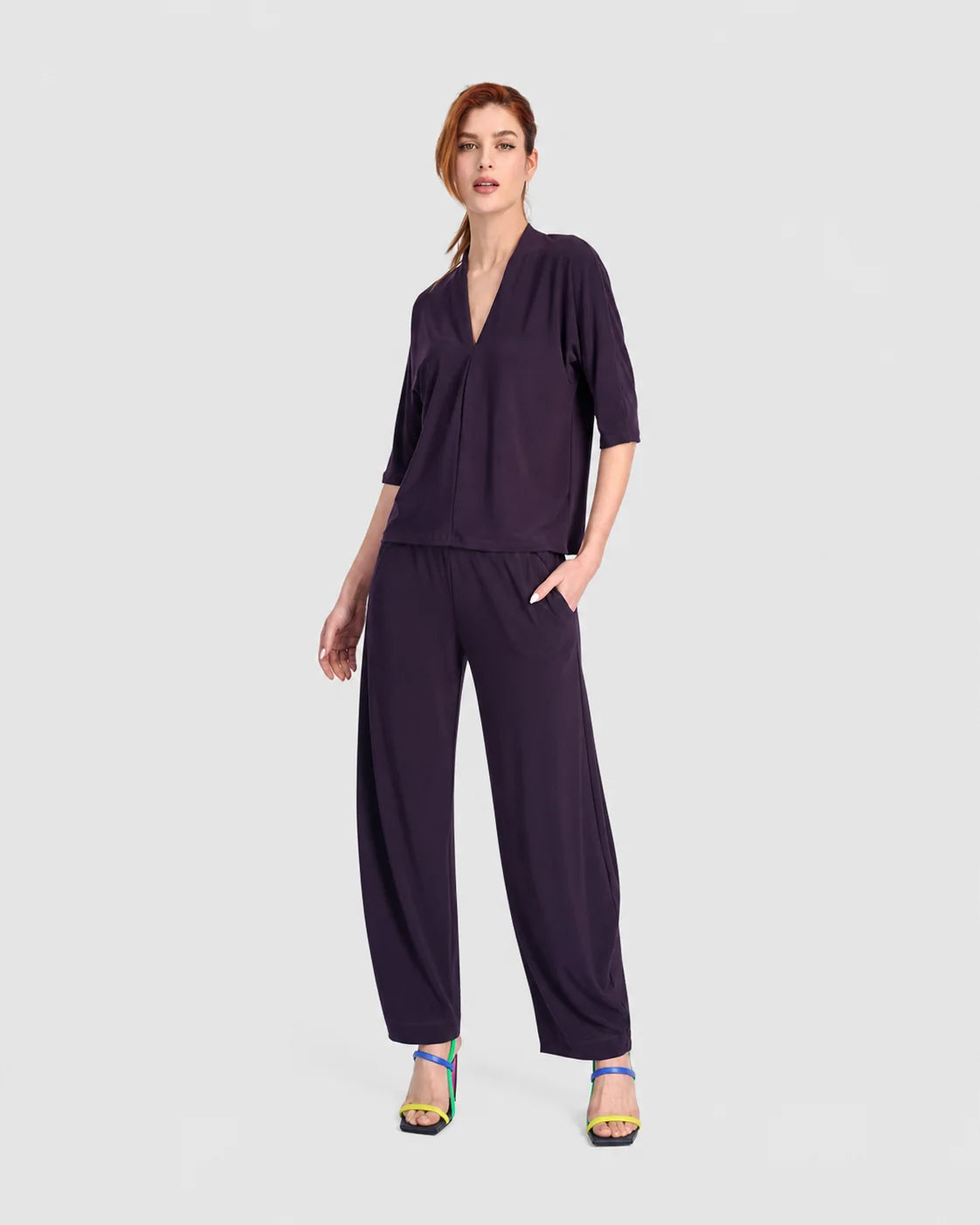 ALEMBIKA Fluid Slinky Dolman Top - ET143P - PLUM