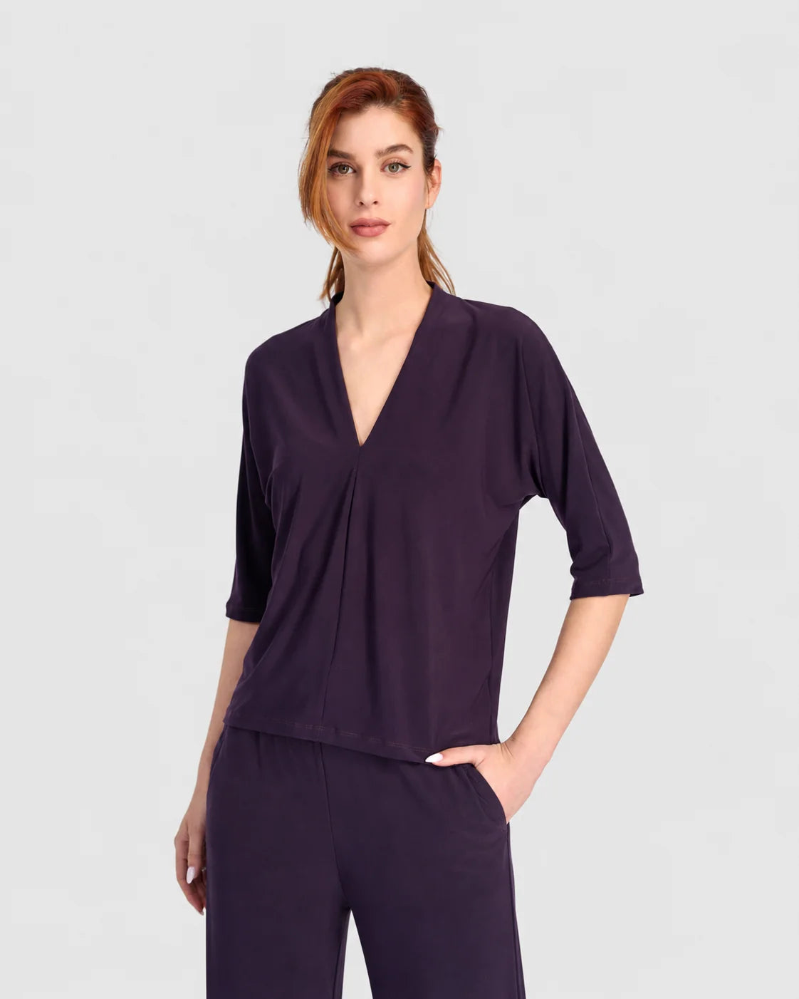 ALEMBIKA Fluid Slinky Dolman Top - ET143P - PLUM