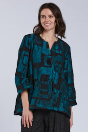 Sydney Project Ollie One Button Long Sleeve Abstract Top - CJJ1149 - JADE