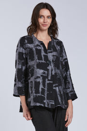 Sydney Project Ollie One Button Long Sleeve Abstract Top - CJJ1149 - SILVER