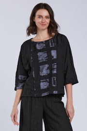 Sydney Project Tori Round Neck 3/4 Sleeve Boxy Top - CJT1088 - ICE BLUE