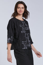 Sydney Project Tori Round Neck 3/4 Sleeve Boxy Top - CJT1088 - SILVER