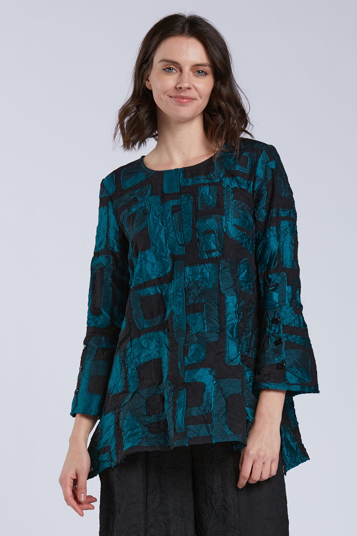 Sydney Project Flair Round Neck Relaxed Fit Long Top - CJT1126 - JADE