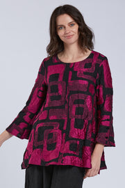 Sydney Project Flair Round Neck Relaxed Fit Long Top - CJT1126 - MAGENTA
