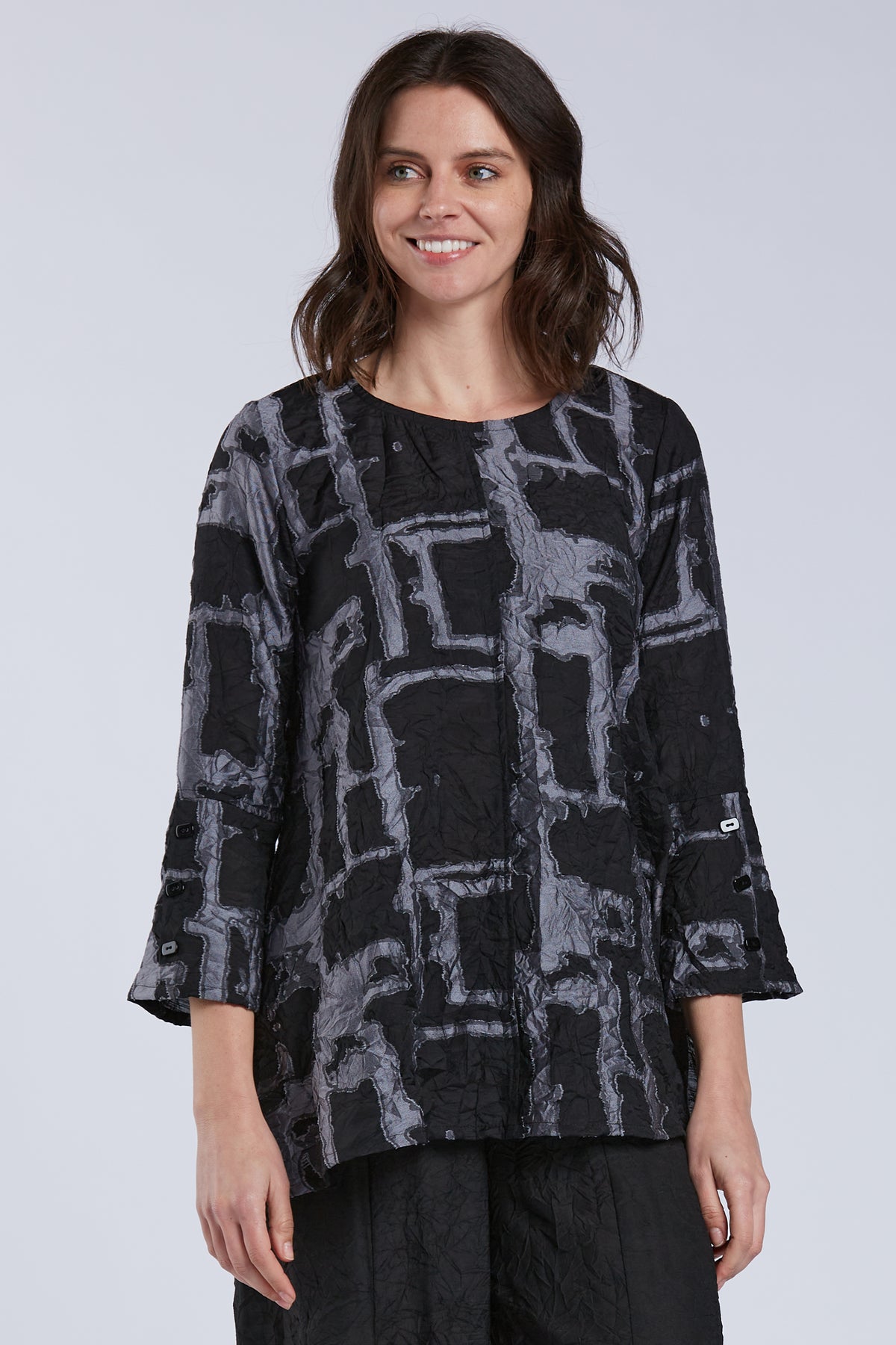 Sydney Project Flair Round Neck Relaxed Fit Long Top - CJT1126 - SILVER