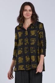 Sydney Project Whitney Button Down Collar Geometric Top - CJT1143 - KIWI