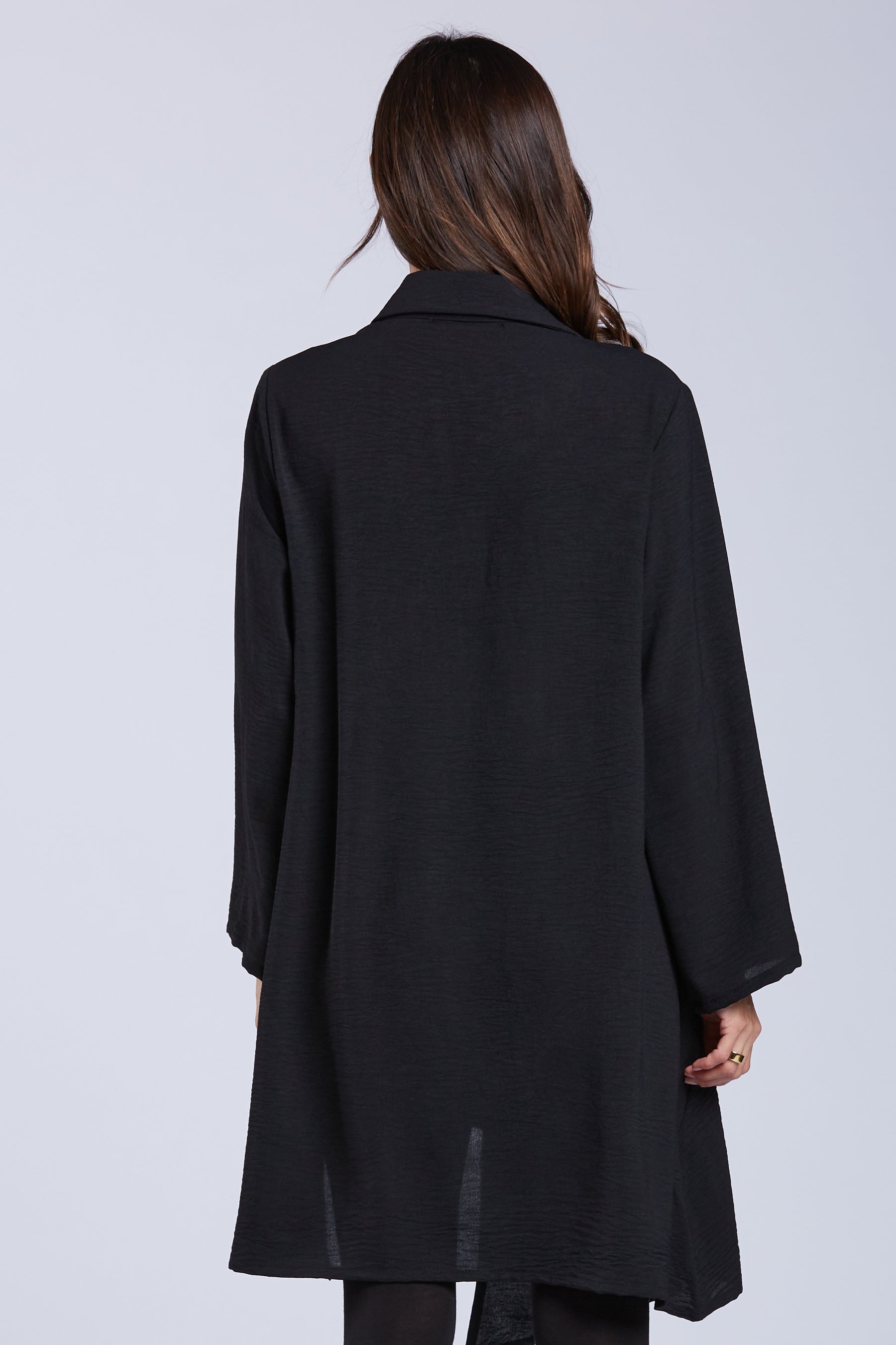 Sydney Project Addison Solid Air Flow Asymmetric Collared Top - AFT1162 - BLACK