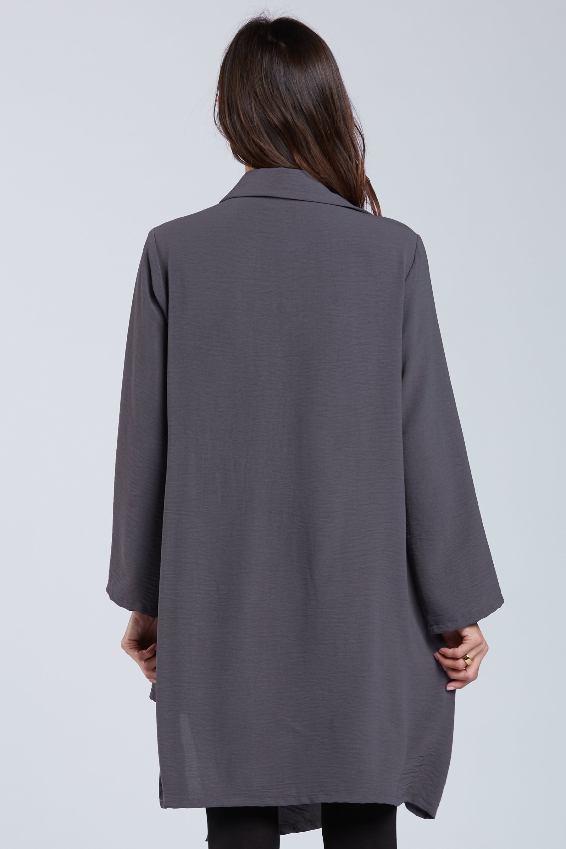 Sydney Project Addison Solid Air Flow Asymmetric Collared Top - AFT1162 - CHARCOAL