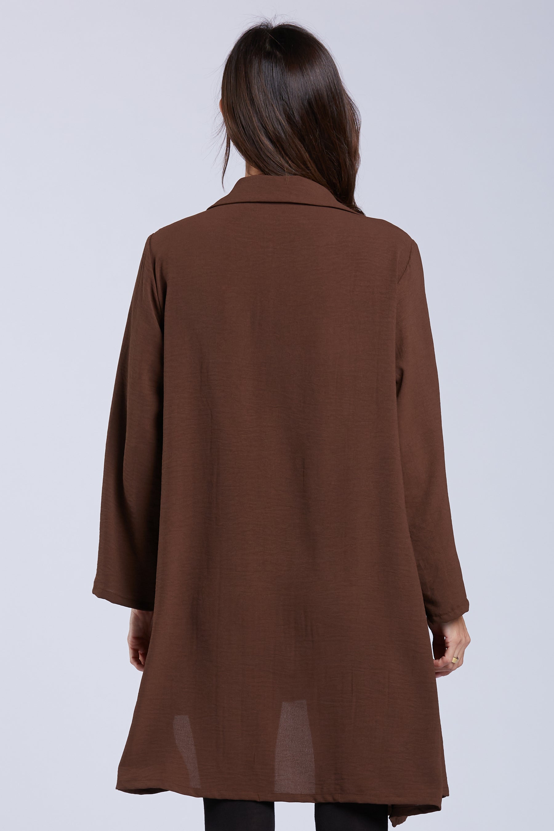Sydney Project Addison Solid Air Flow Asymmetric Collared Top - AFT1162 - CHOCOLATE