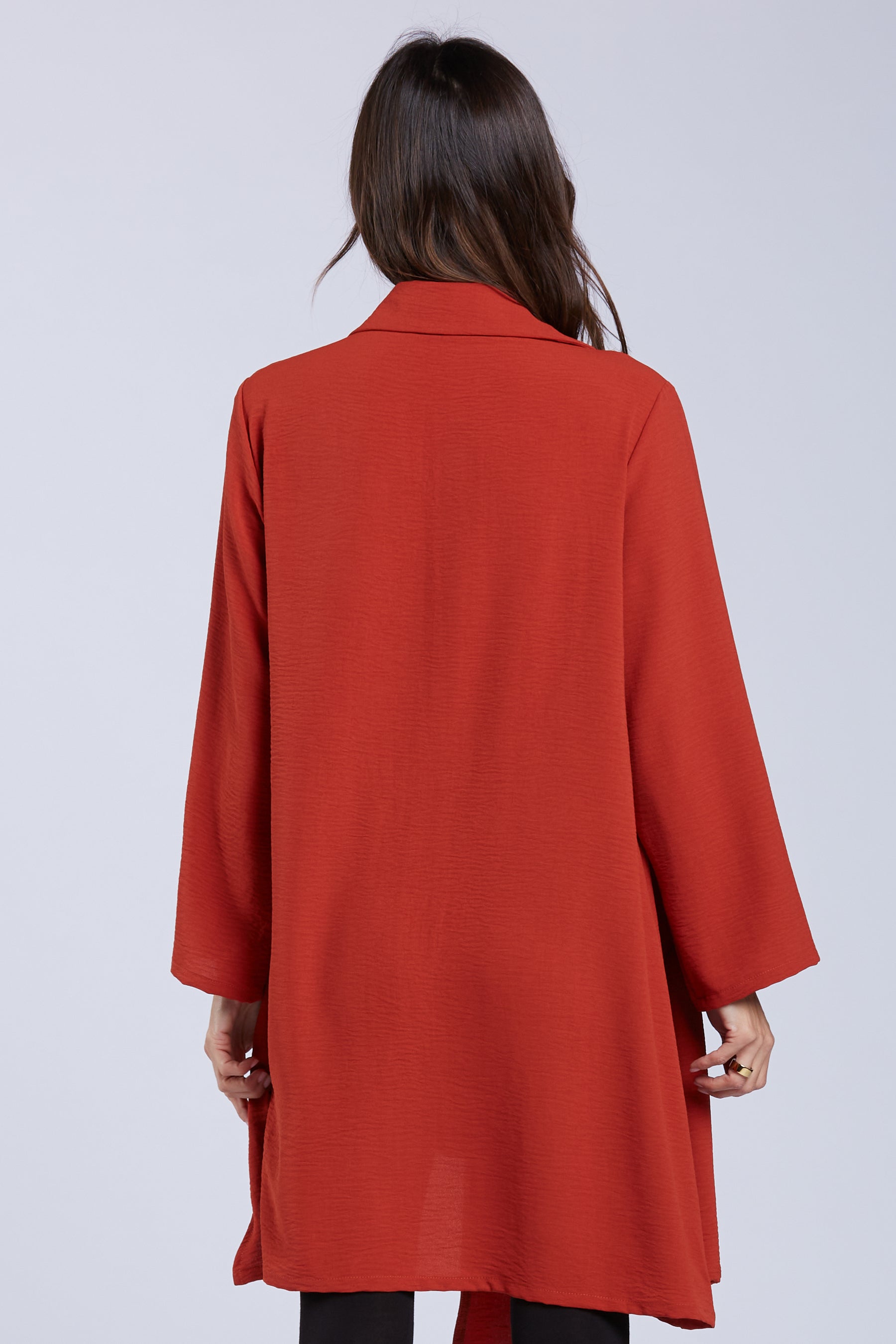 Sydney Project Addison Solid Air Flow Asymmetric Collared Top - AFT1162 - CLAY