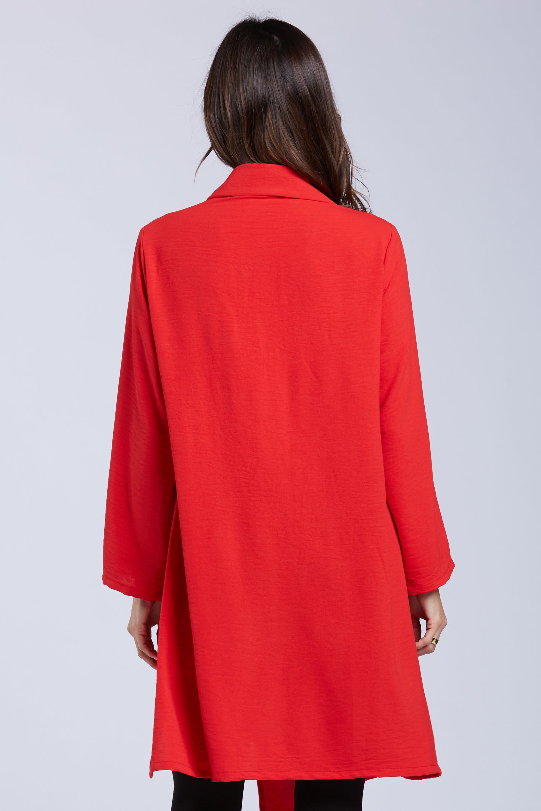 Sydney Project Addison Solid Air Flow Asymmetric Collared Top - AFT1162 - RED
