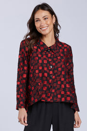 Sydney Project Shannon Button Down Cropped Square Design Jacket - CJJ1032 - RED
