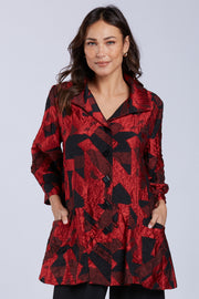 Sydney Project Brooke Button Down Collar Jacket w/ 3/4 Sleeves - CJJ1130 - RED