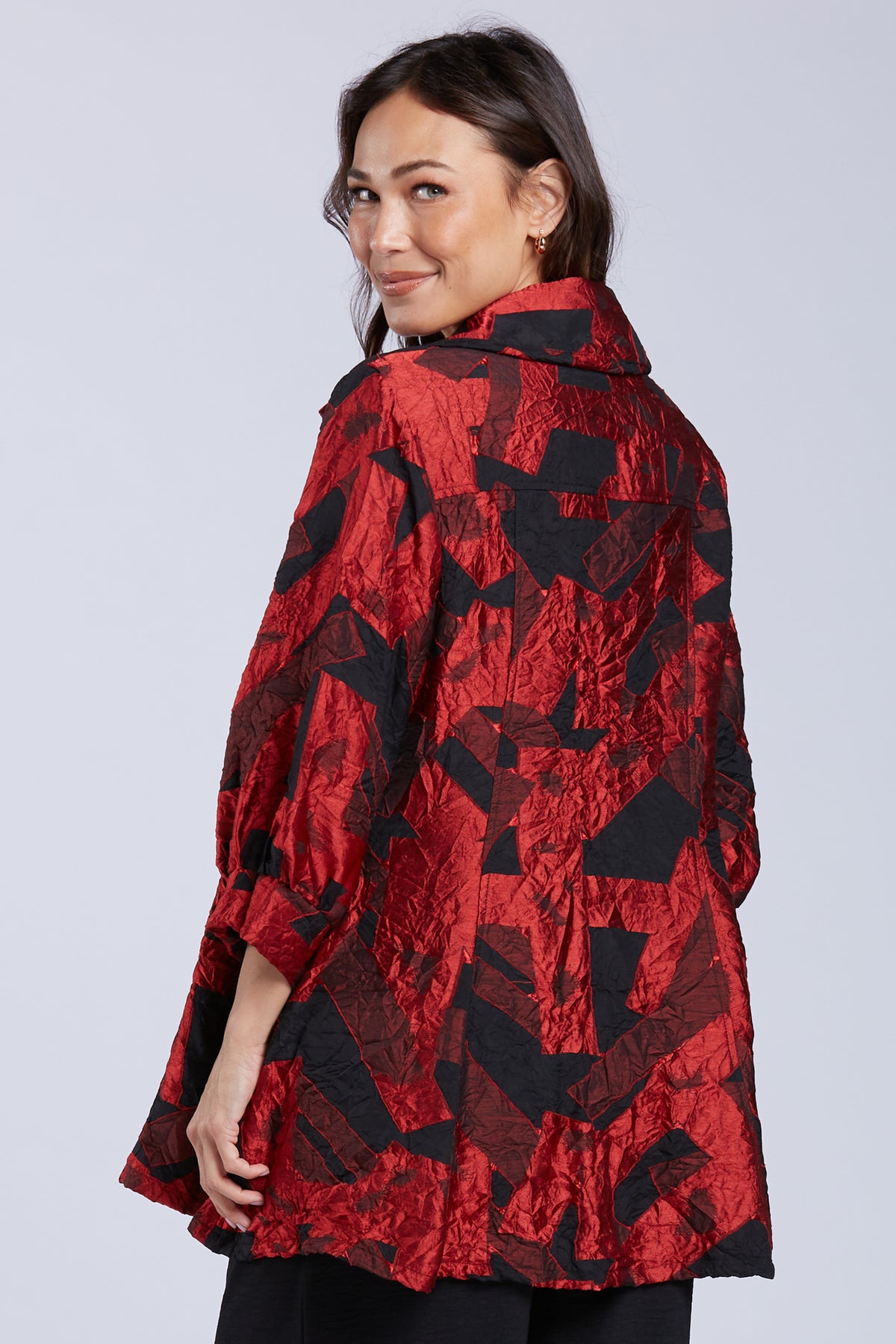 Sydney Project Brooke Button Down Collar Jacket w/ 3/4 Sleeves - CJJ1130 - RED
